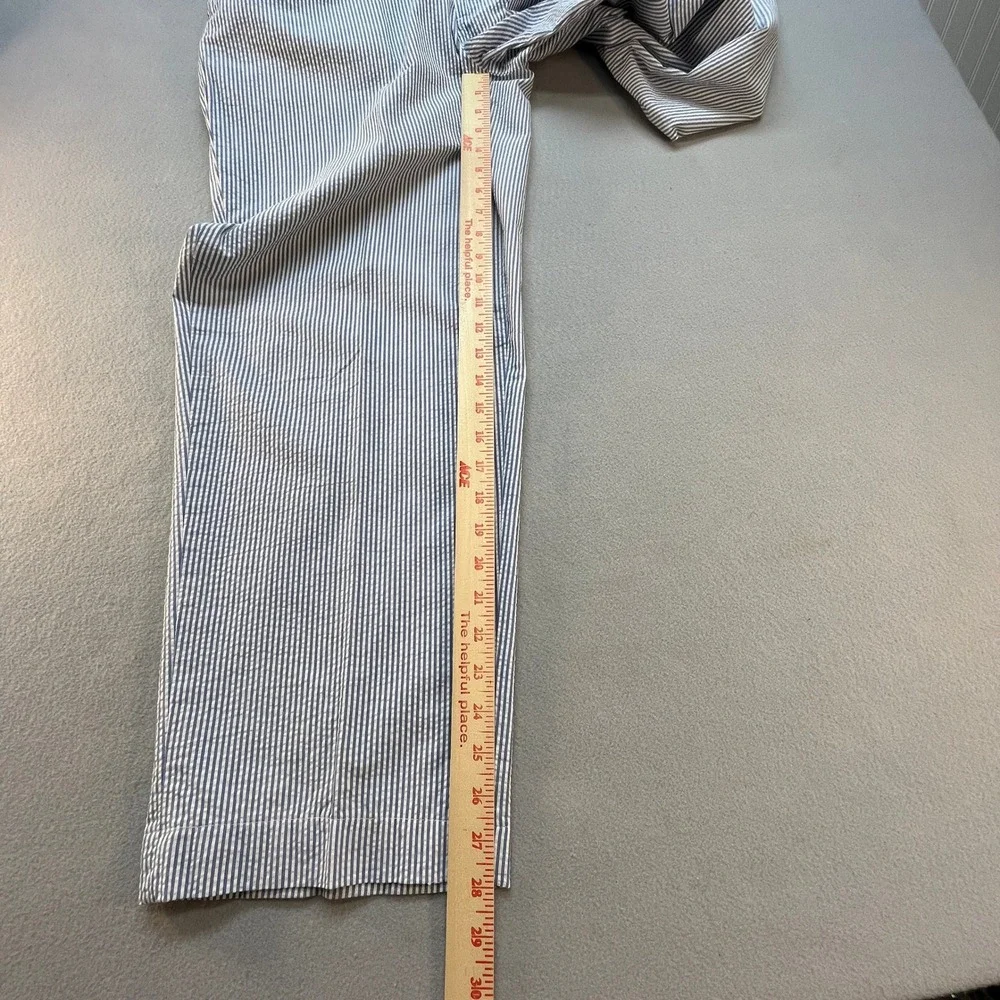 Mens Polo Lauren Blue White Seersucker Striped Cotton Pants 36x30 Preppy Summer